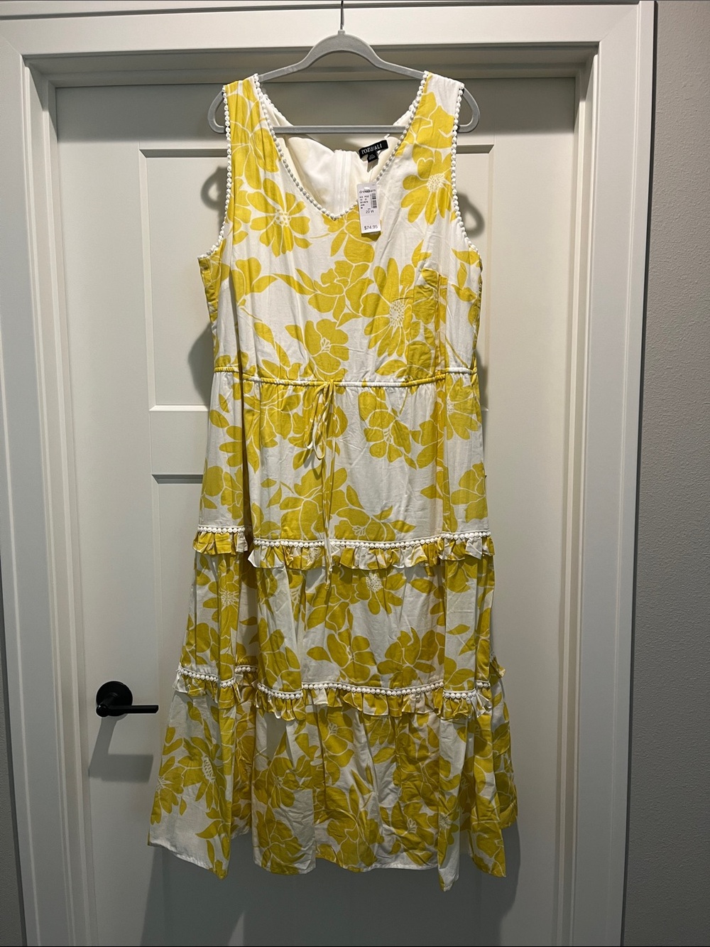 NEW dressbarn Yellow and White Floral Ruffled Maxi Dress